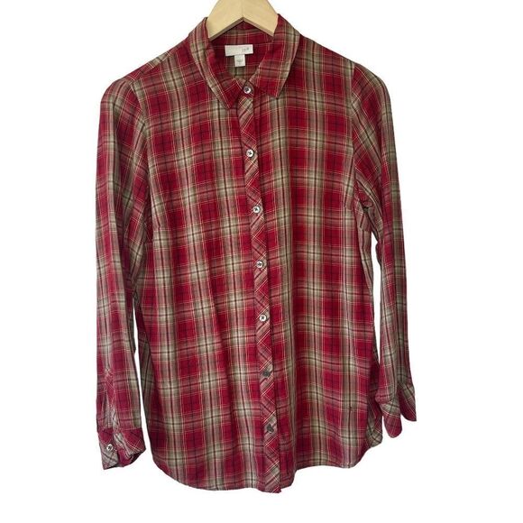 J.Jill Soft Brushed Rayon Tartan Plaid Button Down Shirt Sz S - Picture 1 of 7
